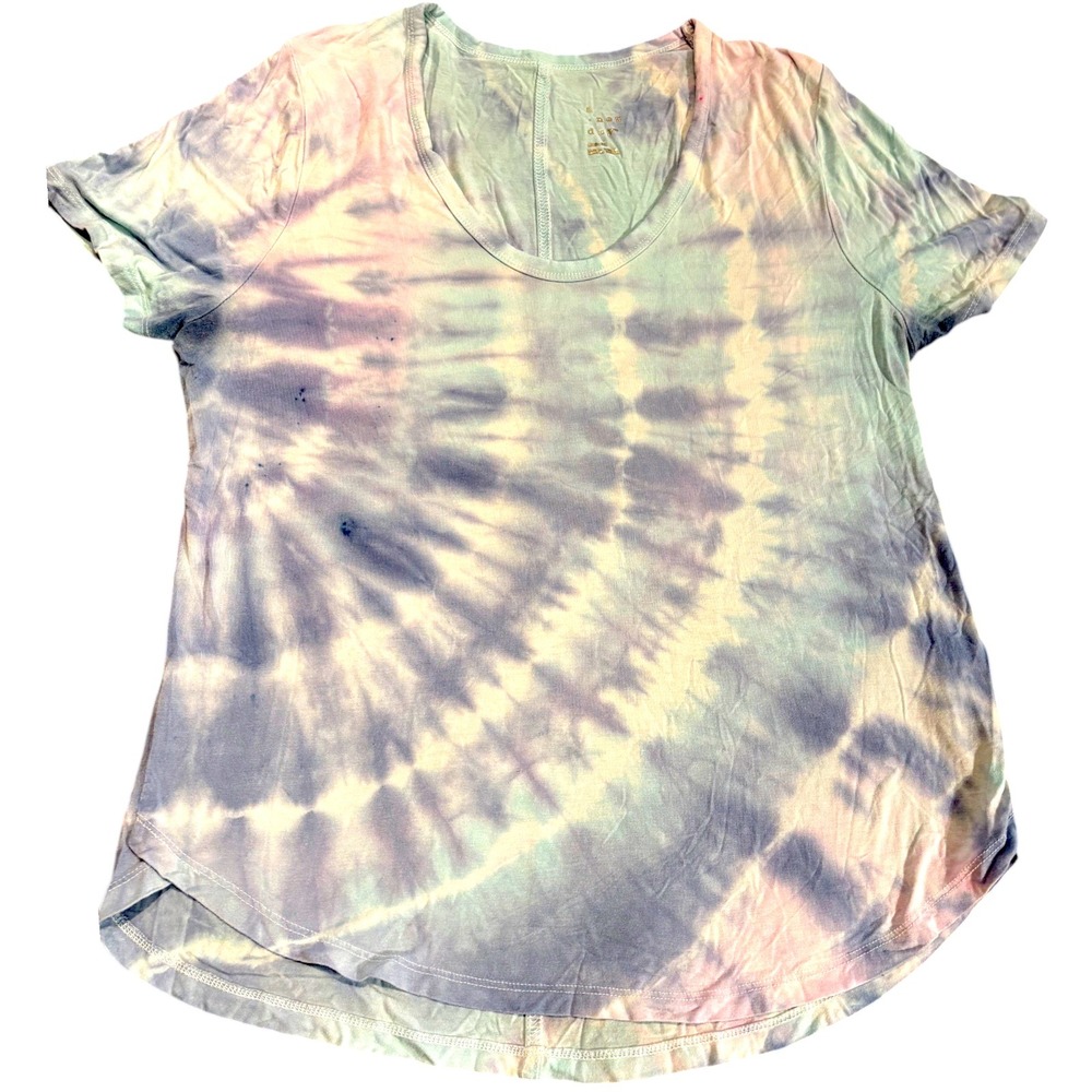 A New Day Womens Tie Dye Scoop Neck Short Sleeve T-Shirt Purple Pink‎ Medium